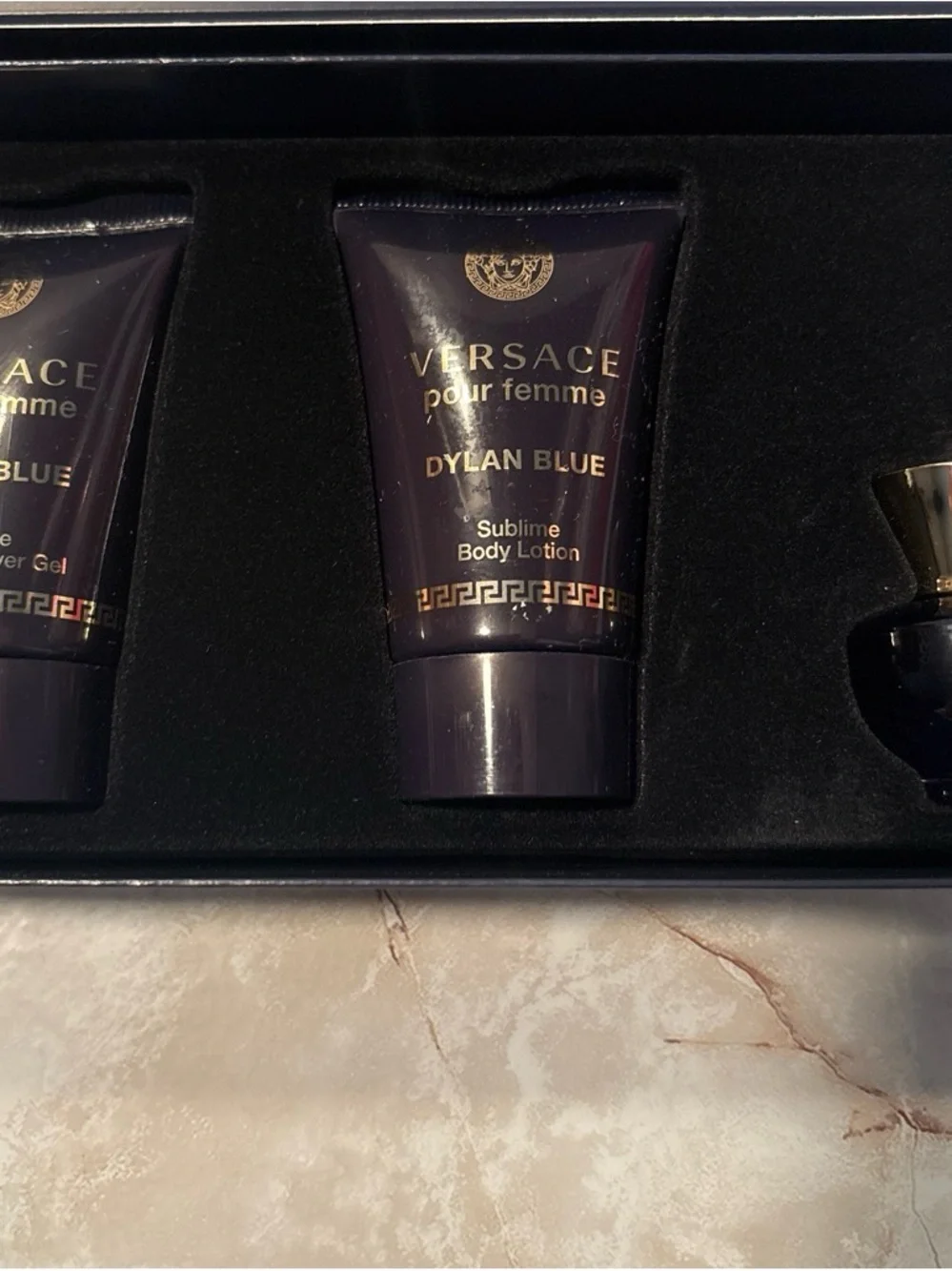 Versace Dylan Blue Women's Suncare Gift Set - Black & Gold